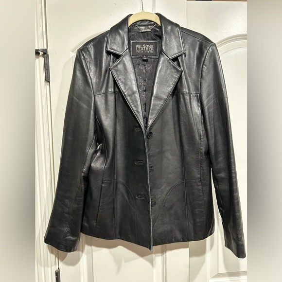 Black Leather Blazer Jacket - Picture 3 of 8
